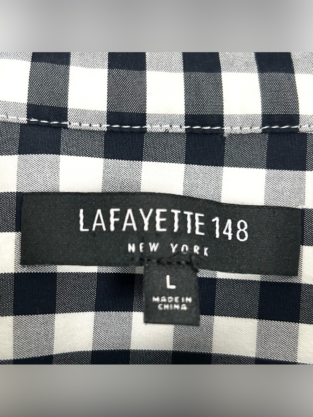 Lafayette 148 Gingham Poplin Shirt Women’s Size L Button Front Plaid Classic - Picture 6 of 7